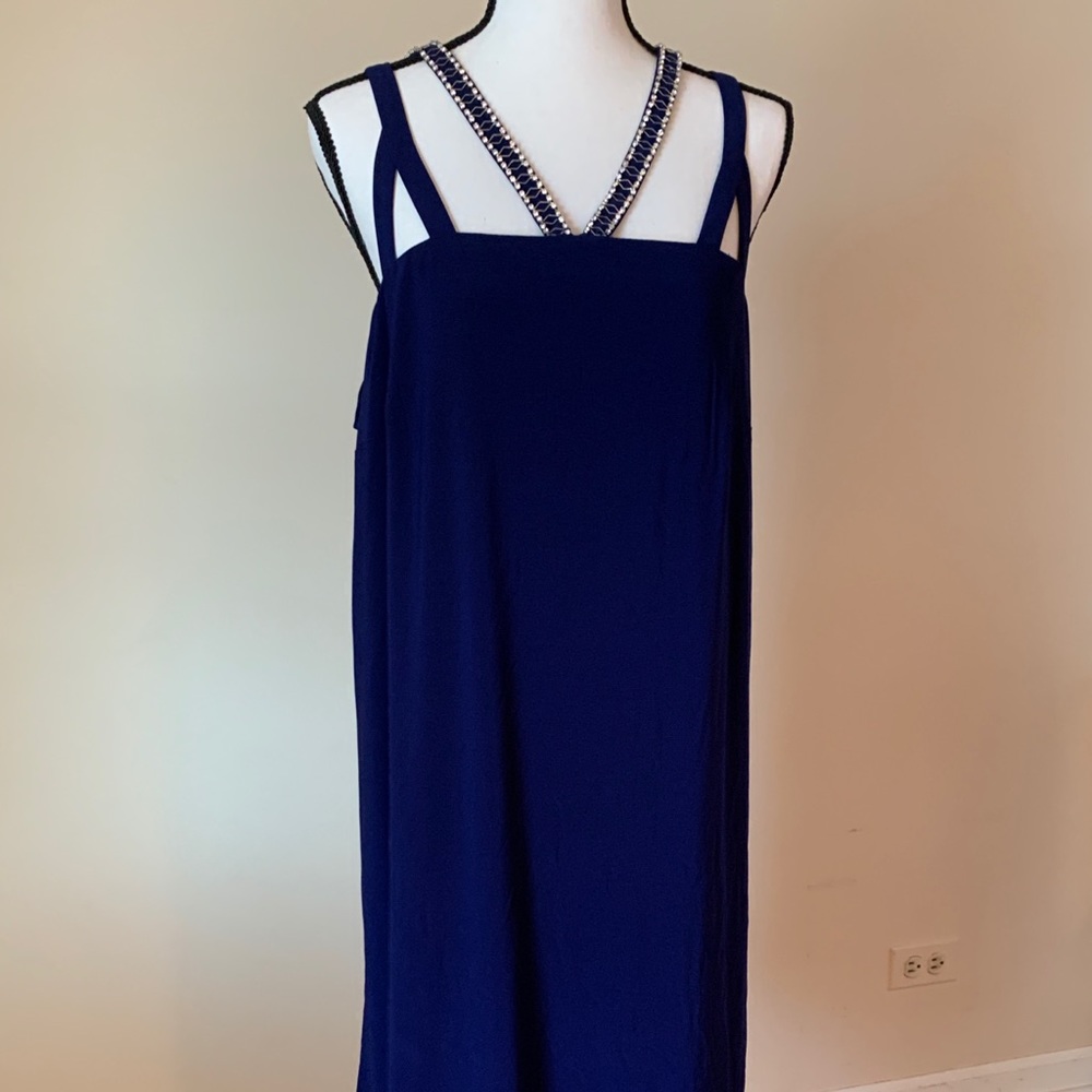 NWT Navy Blue Embellished Sleeveless Dress